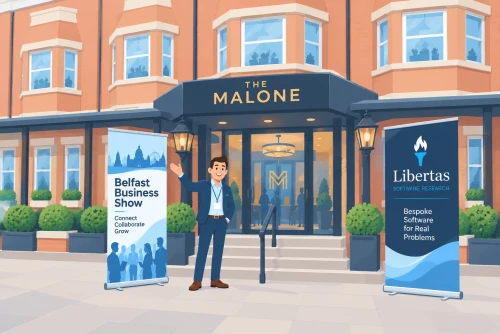 Libertas Software Research will be attending the Belfast Business Show at the Malone Hotel, Belfast. Register to attend and come say hello. Libertas Software Research will be attending the Belfast Business Show at the Malone Hotel, Belfast. Register to attend and come say hello.